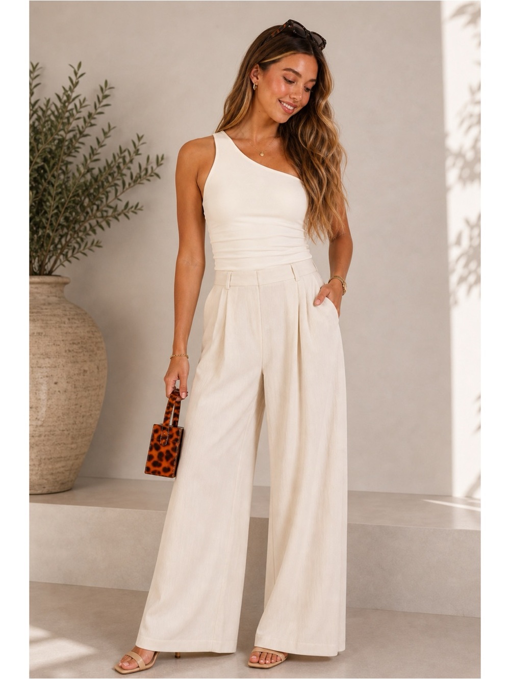 NWT Sleek One Shoulder Top - IVORY